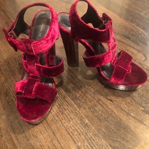 RACHEL ZOE Lila Velvet Merlot Platform Heel SZ 9.5